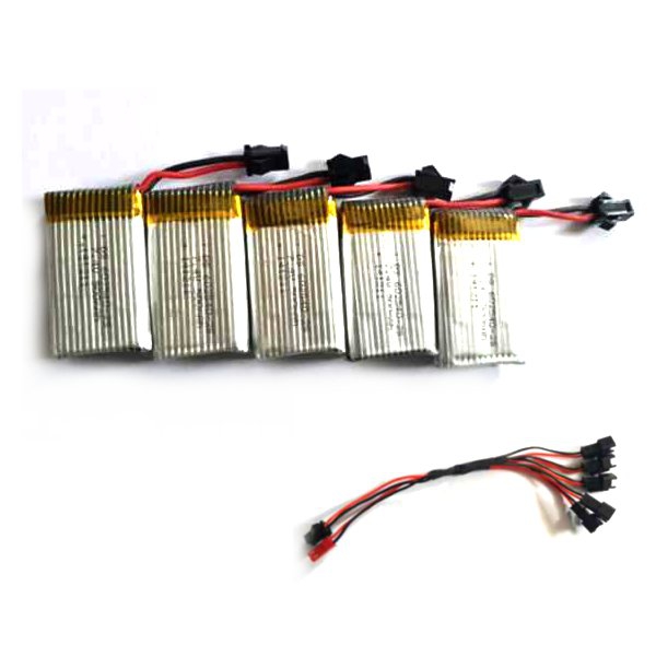 JJRC H8C DFD F183 F182 5x7.4V 500mAh Battery With Charging Cable