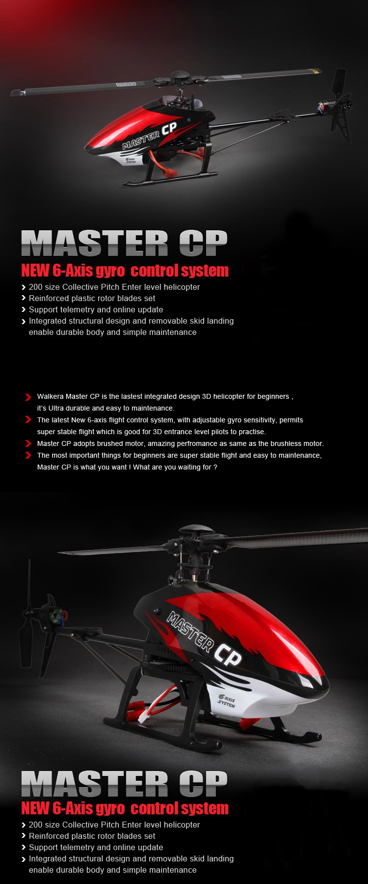 Walkera Master CP 2.4Ghz 6-Axis Gyro RC Remote Control Helicopter BNF