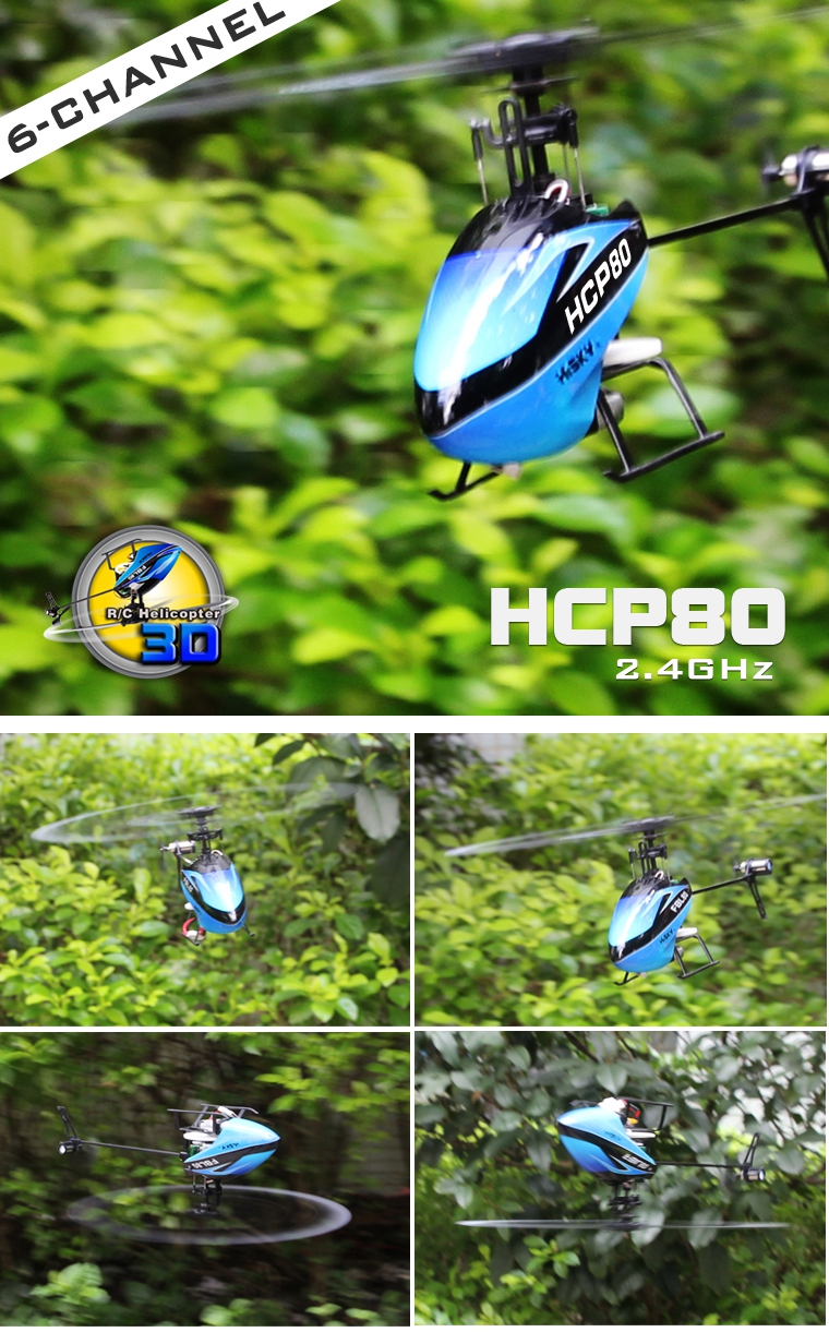 Hisky HCP80 FBL80 6CH Mini 3D Flybarless 3 Axis Gyro RC Helicopter X-6S RTF