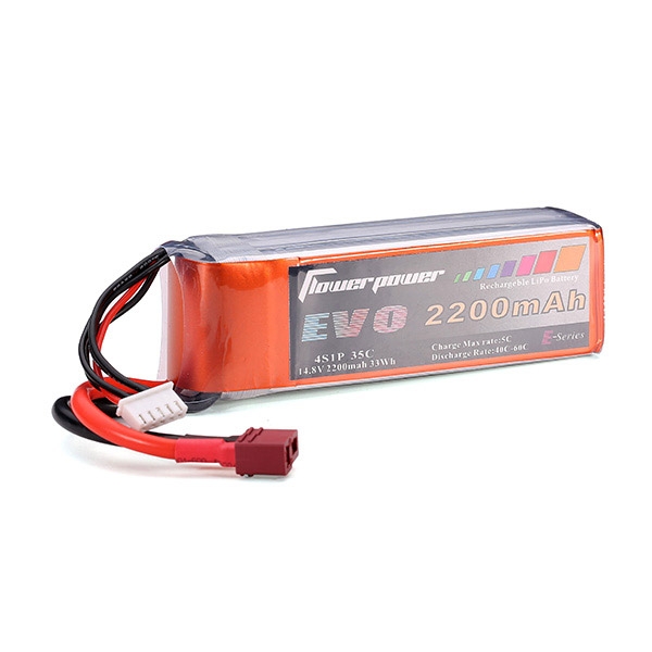 FlowerPower EVO 4S 14.8V 2200mAh 35C T Plug Lipo Battery For RC Airplane