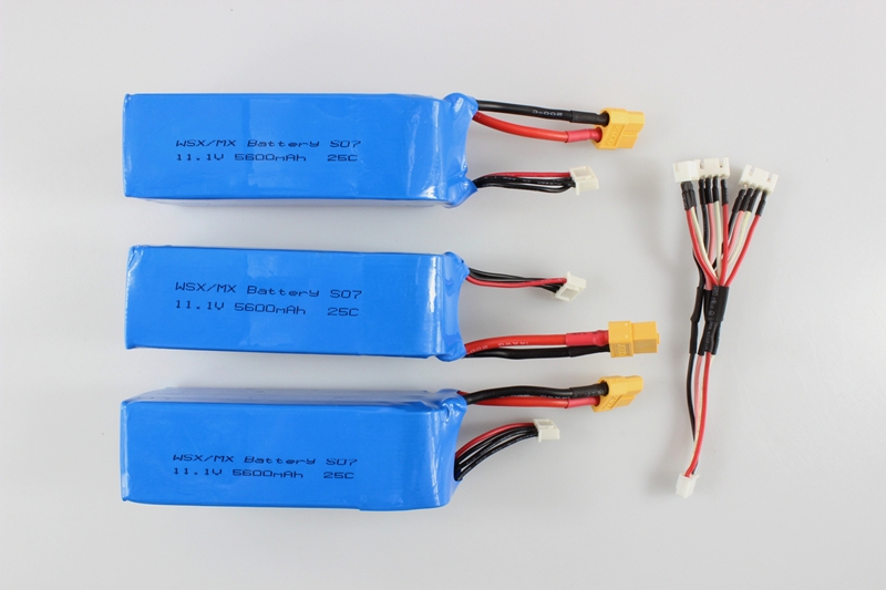 3 X 11.1V 25C 5600mAh Battery & 1 to 3 Charging Cable for XK X380 X380-A X380-B X380-C RC Quadcopter