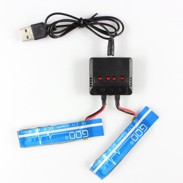 4 In 1 Charger 3.7V 520mAh Lipo Battery For Wltoys V977 V930 XK K110 Cheerson 6050