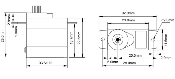 BlueArrow H0988UHS 180CFX Micro Digital Lock Tail Servo Metal Gear