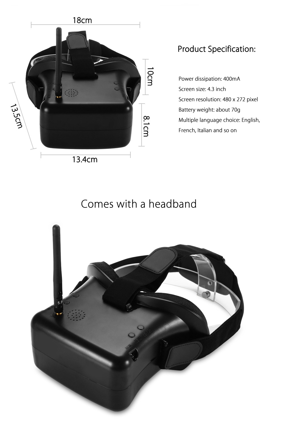 RC - 007 Goggles Head-mounted Video Glasses