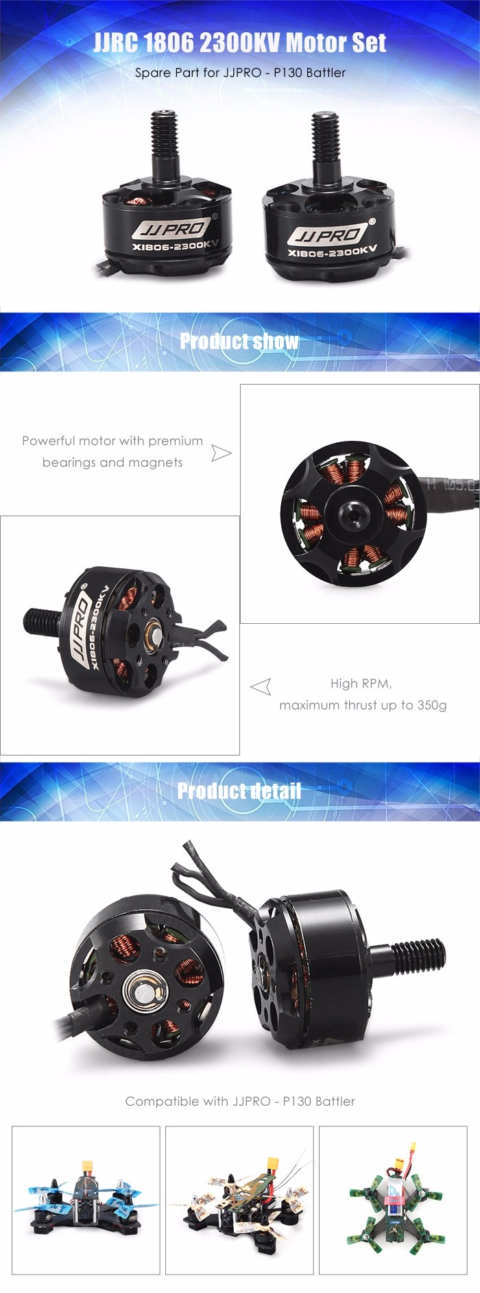 Original JJRC 1806 2300KV Brushless Motor 2pcs