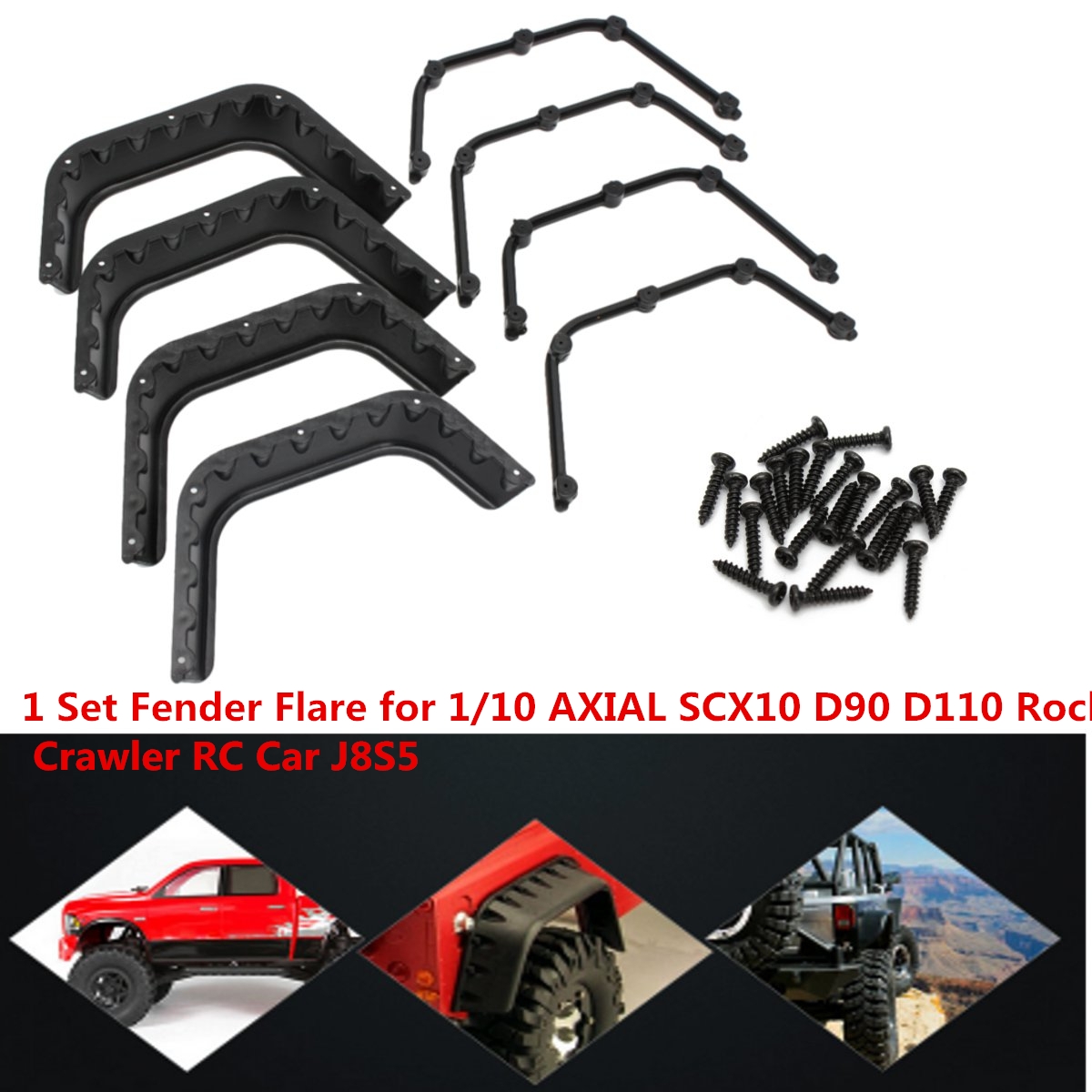 Fender Flare For 1/10 AXIAL SCX10 D90 D110 Rock Crawler RC Car J8S5