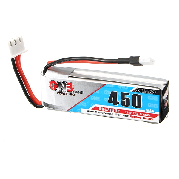 Gaoneng GNB 7.4V 450mAh 2S 80/160C Lipo Battery White Plug