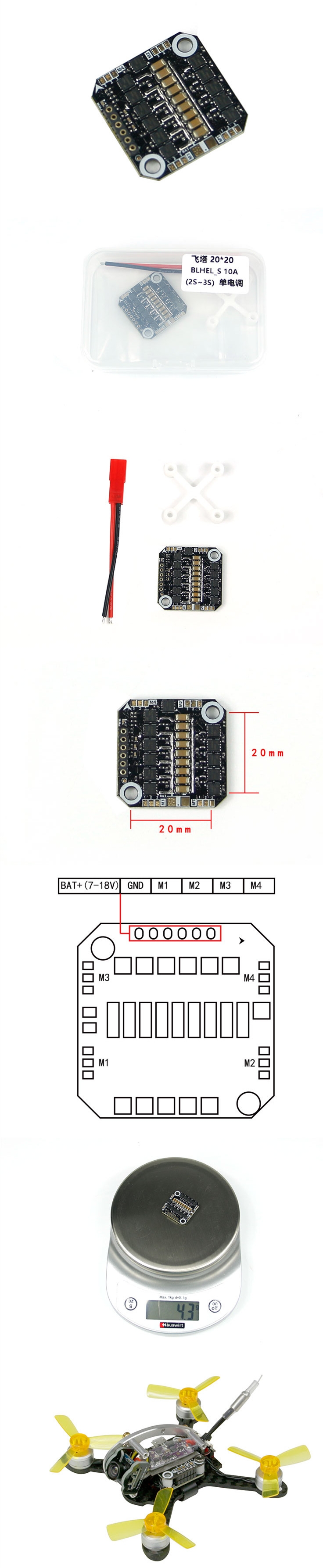 Kingkong FLY EGG Racing Drone Spare Parts 2-3S BLheli_S 10A ESC