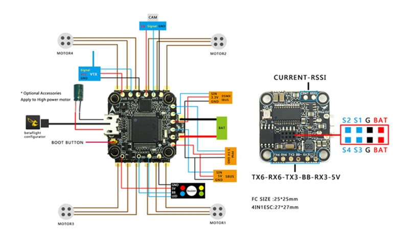 20x20mm HGLRC XJB F438 Flytower Micro F4 Flight Controller AIO OSD BEC & 33A BLheli_S DShot600 ESC