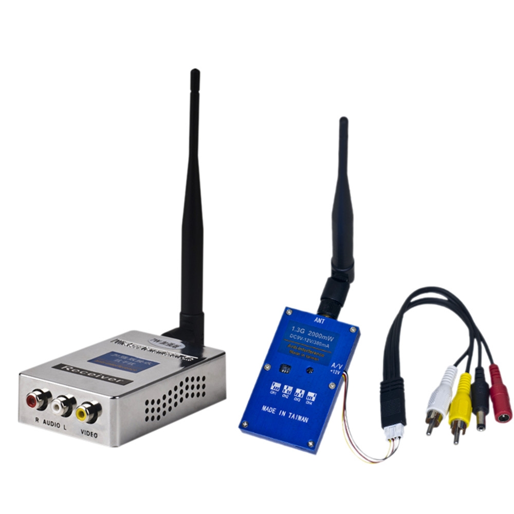 1.3G 2W 2000mW PAL/NTSC Wireless AV VTX FPV Transmitter Receiver Combo for RC Drone