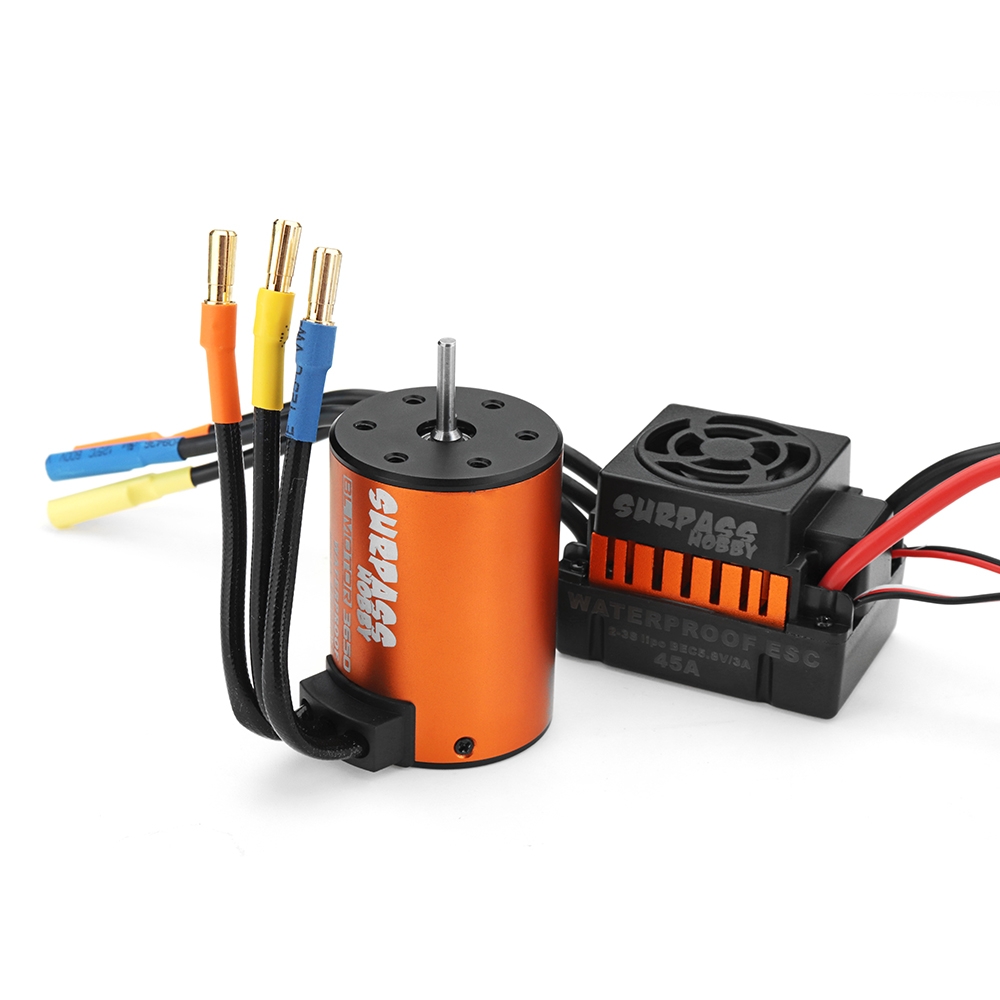 Surpass Hobby Waterproof 3650 3100KV Brushless Motor +45A ESC Combo Set for 1/8 Rc Car Parts