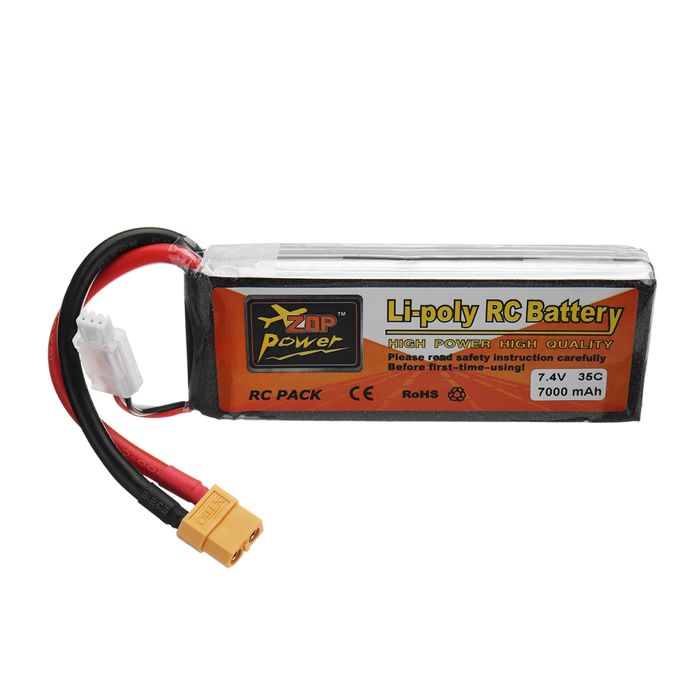 ZOP Power 7.4V 7000mAh 35C 2S Lipo Battery XT60 Plug for RC Car