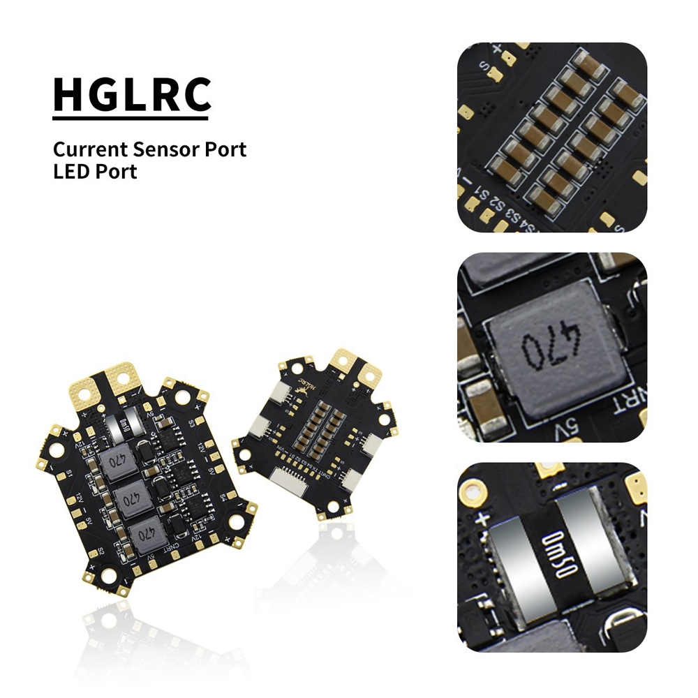 HGLRC 2-6S Power Distribution Board PDB 5V/12V BEC with Single Row LED Strip & 12V Output LED Light