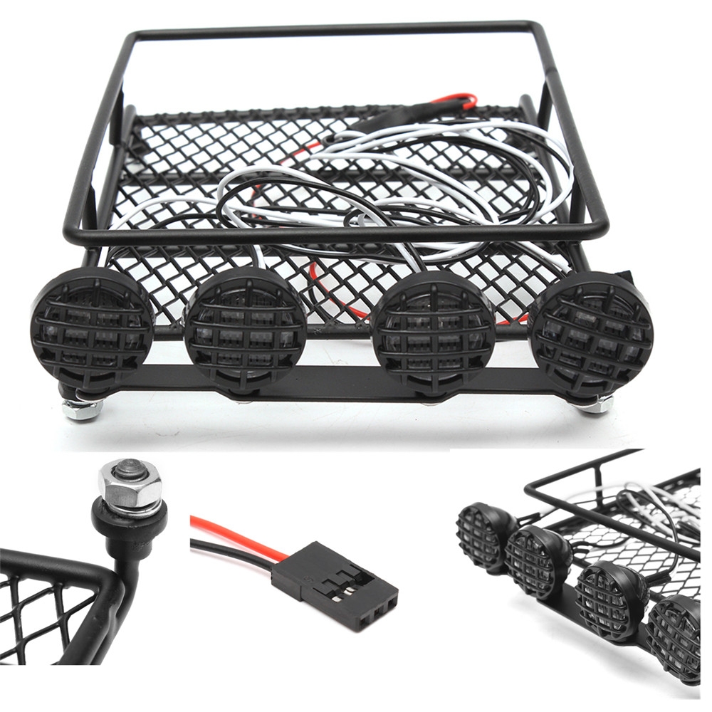 1/10 Roof Luggage Rack Carrier LED Light Bar 513B for Wrangler Tamiya SCX10 CC01 Rc Car Parts