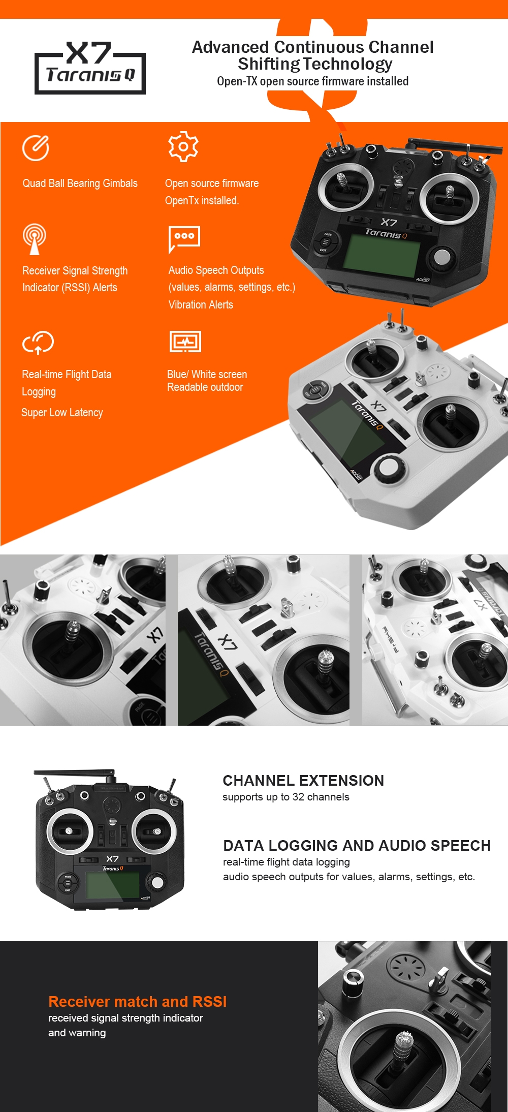 FrSky 2.4G ACCST Taranis Q X7 Radio Controller with R9M 900MHz Transmitter Module R9 MM Telemetry Receiver Combo For RC Drone FPV