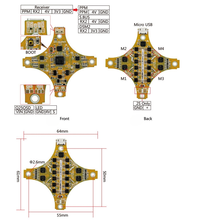 KINGKONG/LDARC TINY GT7 GT8 FPV Racing Drone Spare Part F3E10A SPRACING F3 FC 10A Blheli_S ESC