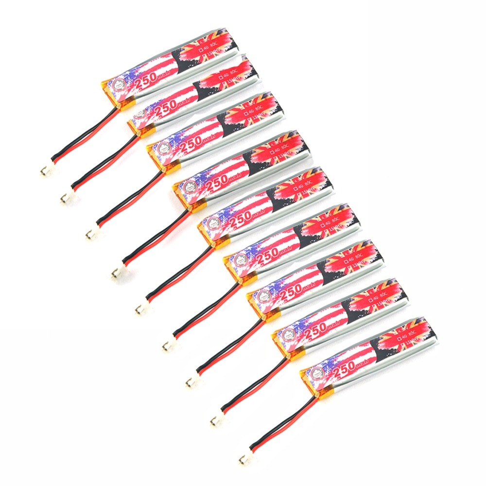 10 PCS Eachine US65 UK65 Spare Part 3.8V 250mAh 40C/80C PH2.0 Lipo Battery for RC Whoop Racing Drone