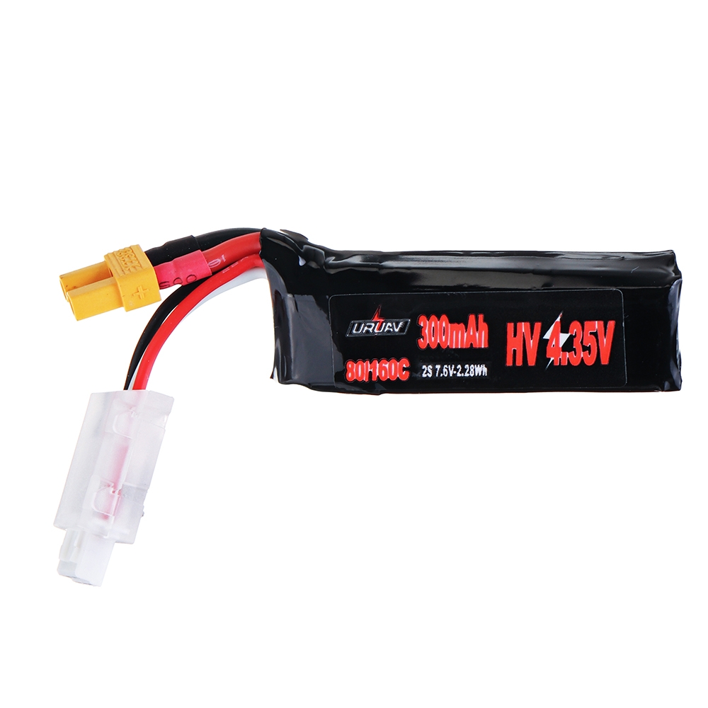 URUAV 7.6V 300mAh 80C/160C 2S HV 4.35V Lipo Battery XT30 Plug for BETAFPV Whoop Quadcopter