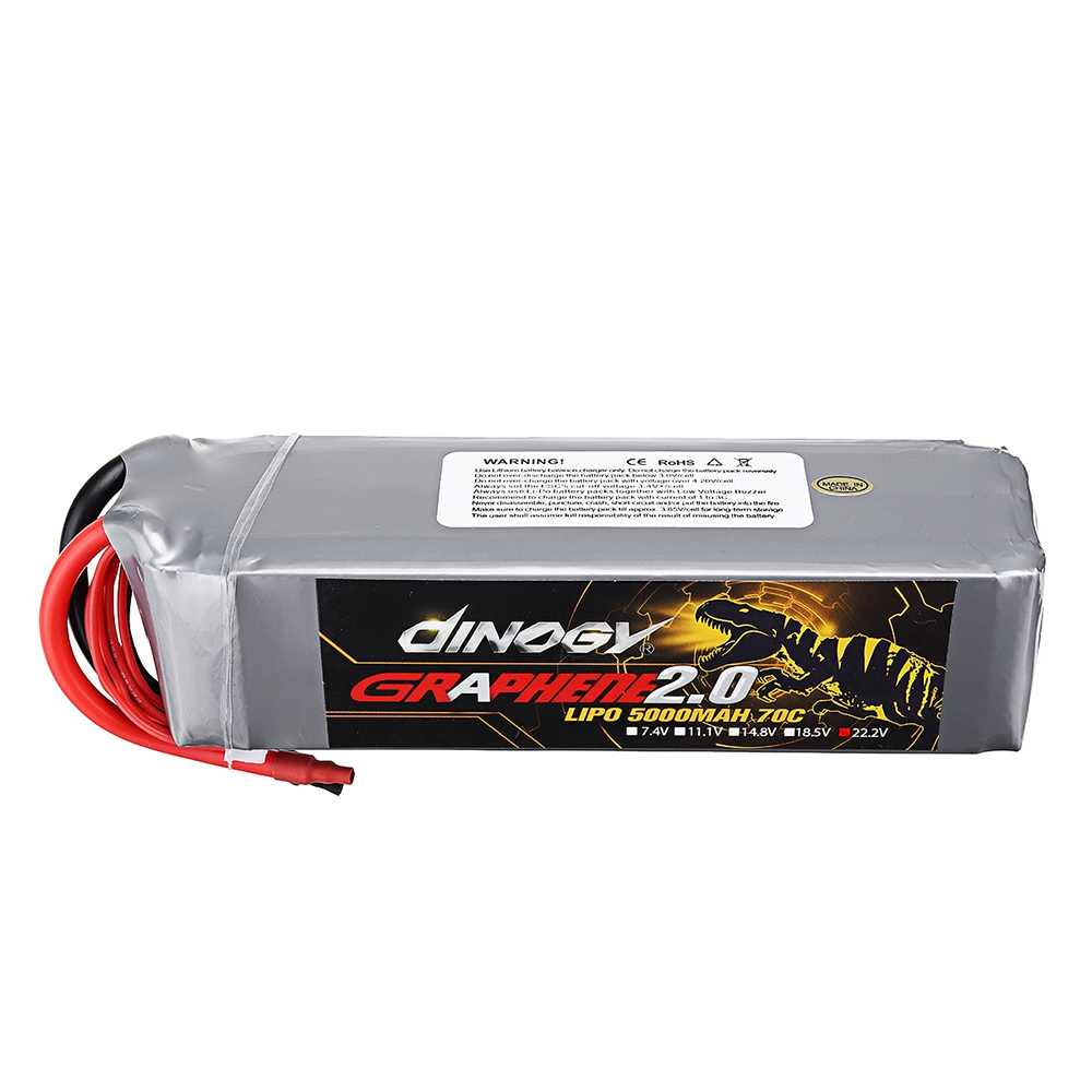 DINOGY GRAPHENE 2.0 22.2V 5000mAh 70C 6S Lipo Battery for FPV RC Quadcopter