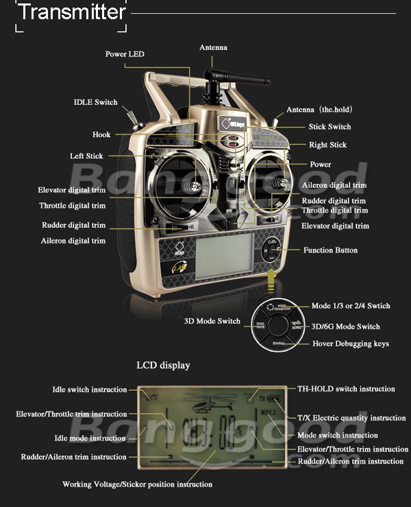 WLtoys V931 V966 V977 Upgrade Transmitter With Simulator Fuction 