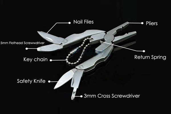 Portable Mini 6 in 1 Plier Multi Function Tools Keychain