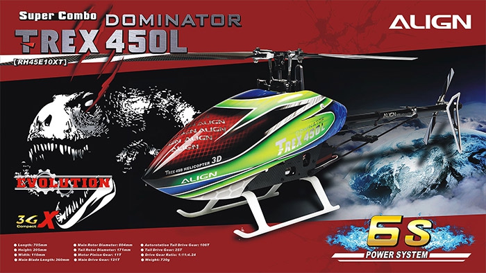 Align T-Rex 450L 6CH 3GX Dominator Super Combo Helicopter RH45E10XW