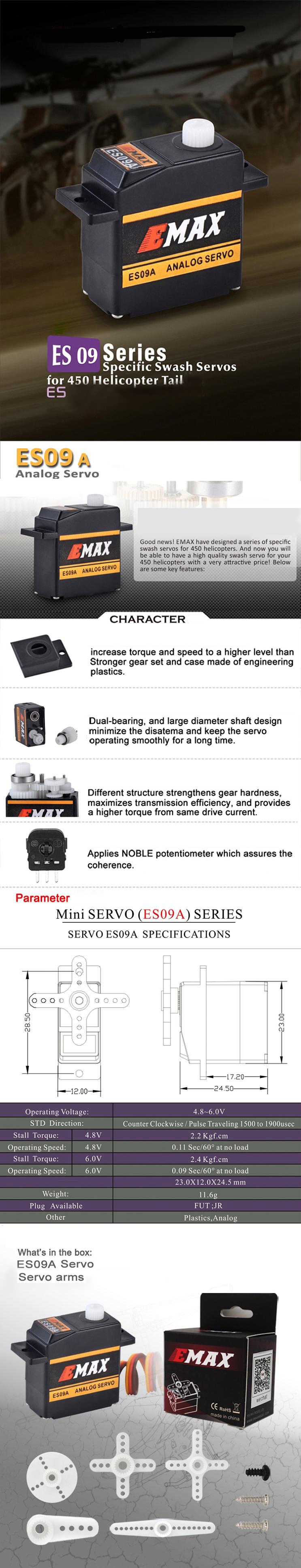 EMAX ES09A Analog Swash Servo For 450 Helicopter 