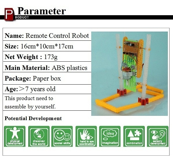 DIY Electric Remote Control Robot Educational Assembly Model for Children