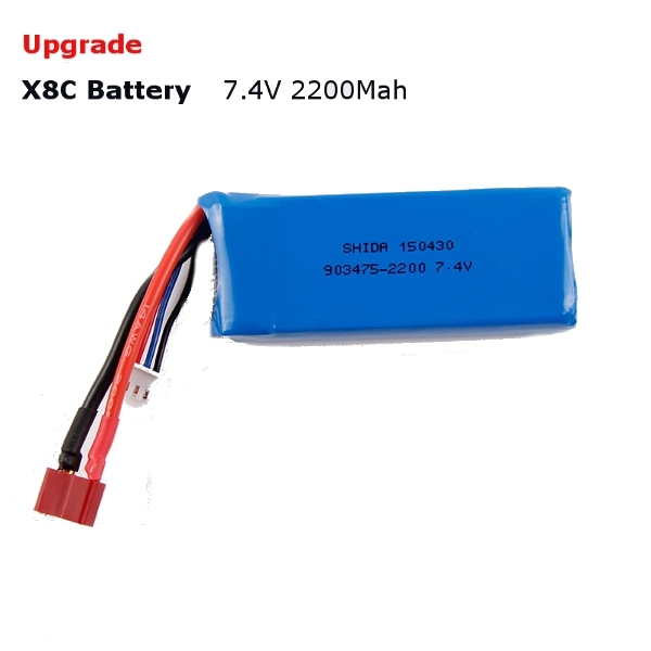 Upgrade Syma X8C X8W Spare Part 7.4V 2200Mah 25C Battery with T Connector