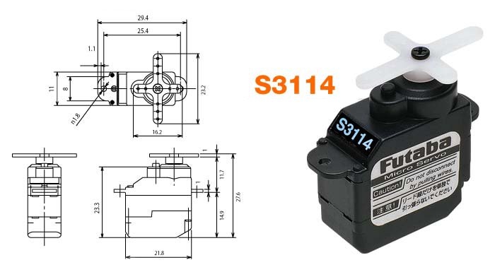 Futaba S3114 Micro High-Torque Servo For RC Airplane