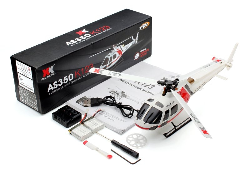 XK K123 6CH Brushless AS350 Scale 3D6G System RC Helicopter BNF